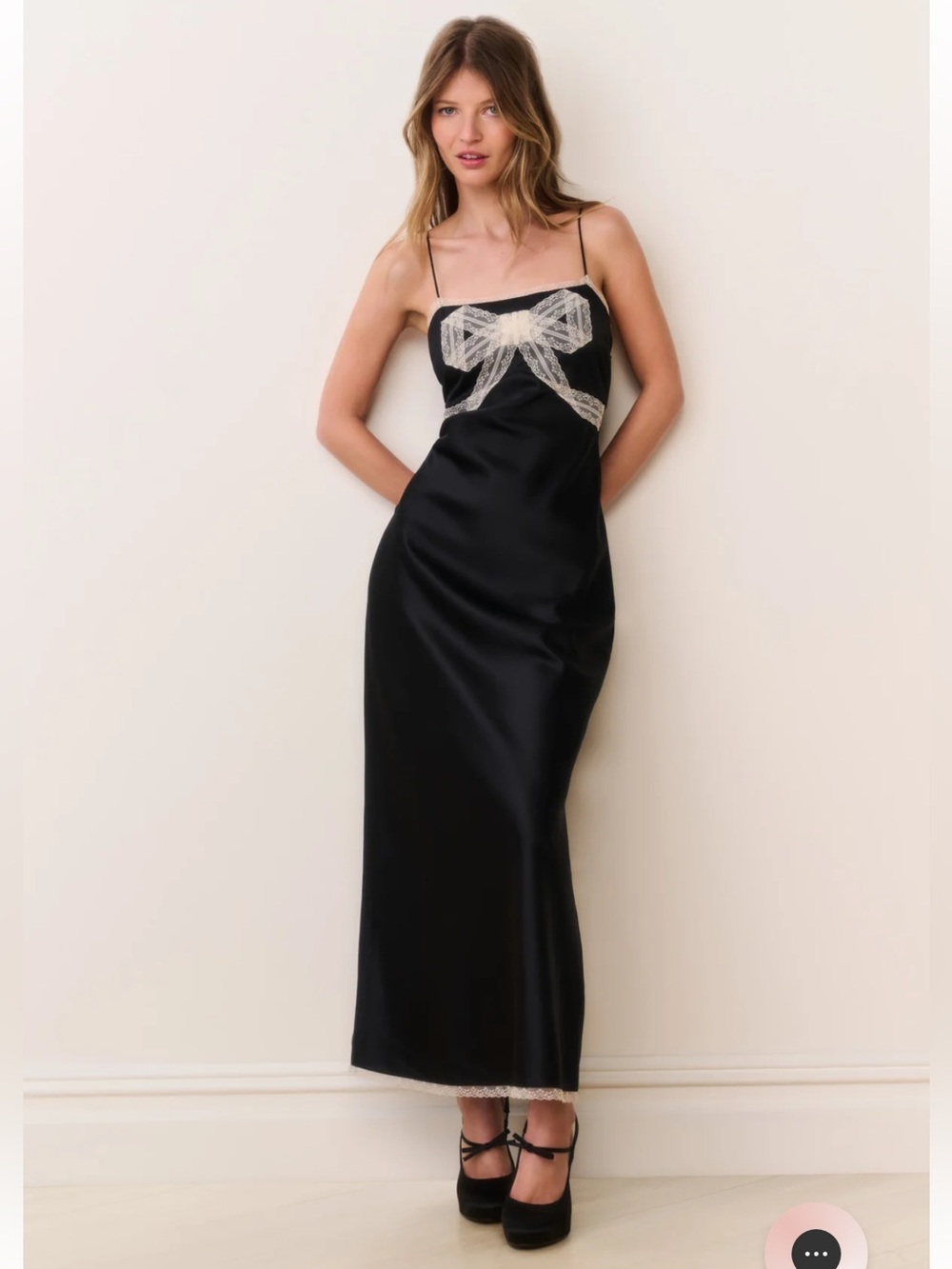 NWT FREE PEOPLE & LOVESHACKFANCY ISOLIE LACE BOW CREPE MAXI DRESS 🔥🔥
